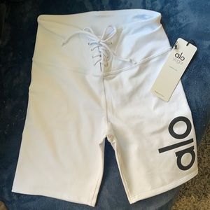White alo bike shorts